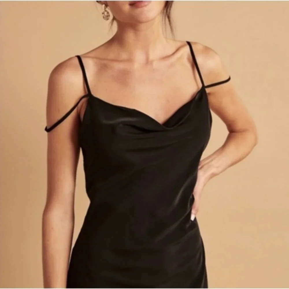 Abercrombie & Fitch Slip Maxi Dress Womens Medium Black Cowl Neck Satin Formal